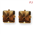 14k 8mm Square Smokey Quartz Earring