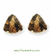 14k 8mm Trillion Smokey Quartz Earring