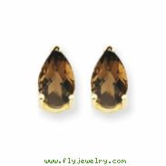 14k 8x5 Pear Smokey Quartz Earring