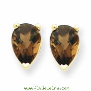 14k 8x5 Pear Smokey Quartz Earring