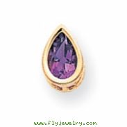 14k 8x5mm Pear Amethyst bezel pendant