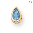 14k 8x5mm Pear Blue Topaz bezel pendant