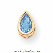 14k 8x5mm Pear Blue Topaz bezel pendant