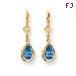 14k 8x5mm Pear Blue Topaz leverback earring