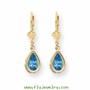 14k 8x5mm Pear Blue Topaz leverback earring