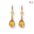 14k 8x5mm Pear Citrine leverback earring