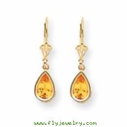 14k 8x5mm Pear Citrine leverback earring