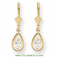 14k 8x5mm Pear Cubic Zirconia leverback earring