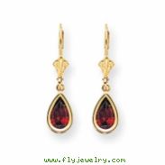 14k 8x5mm Pear Garnet leverback earring