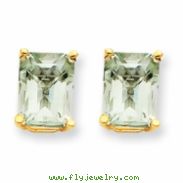 14k 8x6 Emerald Green Amethyst Earring