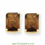 14k 8x6 Emerald Smokey Quartz Earring