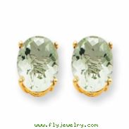 14k 8x6 Oval Green Amethyst Earring