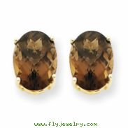 14k 8x6 Oval Smokey Quartz Earring