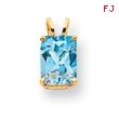 14k 8x6mm Emerald Cut Blue Topaz pendant