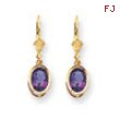 14k 8x6mm Oval Amethyst leverback earring