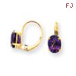 14k 8x6mm Oval Amethyst leverback earring