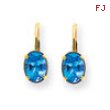 14k 8x6mm Oval Blue Topaz leverback earring