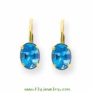 14k 8x6mm Oval Blue Topaz leverback earring
