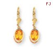 14k 8x6mm Oval Citrine leverback earring