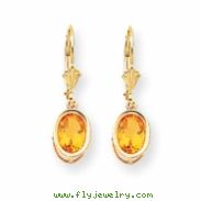 14k 8x6mm Oval Citrine leverback earring