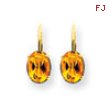 14k 8x6mm Oval Citrine leverback earring