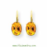 14k 8x6mm Oval Citrine leverback earring