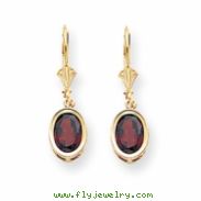 14k 8x6mm Oval Garnet leverback earring