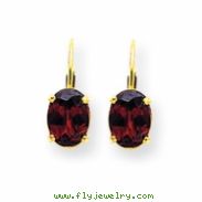 14k 8x6mm Oval Garnet leverback earring