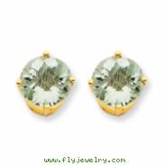 14k 9mm Round Green Amethyst Earring