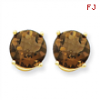 14k 9mm Round Smokey Quartz Earring