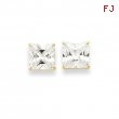 14k 9mm Square CZ Post Earrings