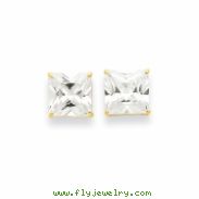 14k 9mm Square CZ Post Earrings