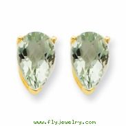 14k 9x6 Pear Green Amethyst Earring