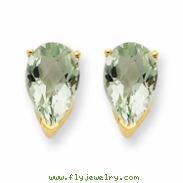 14k 9x6 Pear Green Amethyst Earring