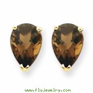 14k 9x6 Pear Smokey Quartz Earring