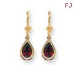 14k 9x6mm Pear Garnet leverback earring