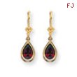 14k 9x6mm Pear Garnet leverback earring