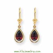 14k 9x6mm Pear Garnet leverback earring