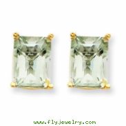 14k 9x7 Emerald Green Amethyst Earring