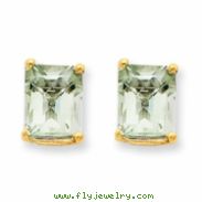 14k 9x7 Emerald Green Amethyst Earring