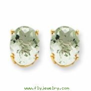 14k 9x7 Oval Green Amethyst Earring
