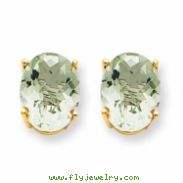 14k 9x7 Oval Green Amethyst Earring