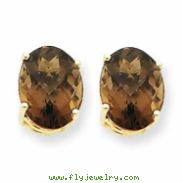 14k 9x7 Oval Smokey Quartz Earring