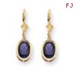 14k 9x7mm Oval Amethyst leverback earring