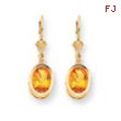 14k 9x7mm Oval Citrine leverback earring