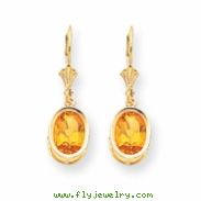 14k 9x7mm Oval Citrine leverback earring