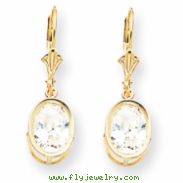 14k 9x7mm Oval Cubic Zirconia leverback earring