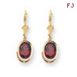 14k 9x7mm Oval Garnet leverback earring