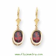 14k 9x7mm Oval Garnet leverback earring