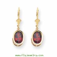 14k 9x7mm Oval Garnet leverback earring